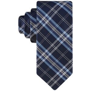 Tommy Hilfiger Tie Mens Blue Marley Plaid Silk Blend Formal Necktie One Size NWT